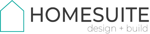 HomeSuite design + build logo with teal house icon